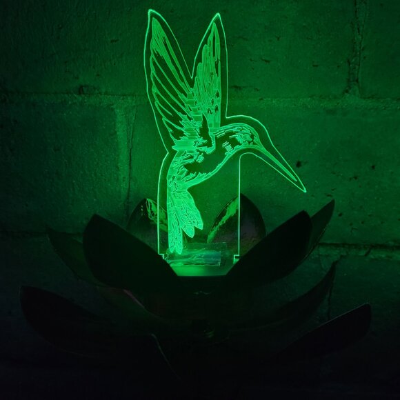 Solar Optical Hummingbird Double Spinner Garden Stake, Yard Art - Picture 5 of 7